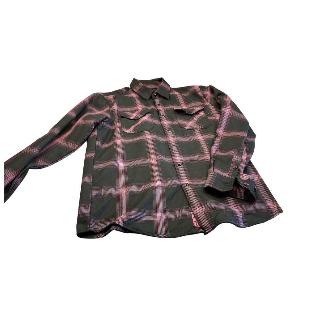 Dixxon Snap-On Flannel Shirt Limited‎ Edition Black Pink Plaid Size M Workwear